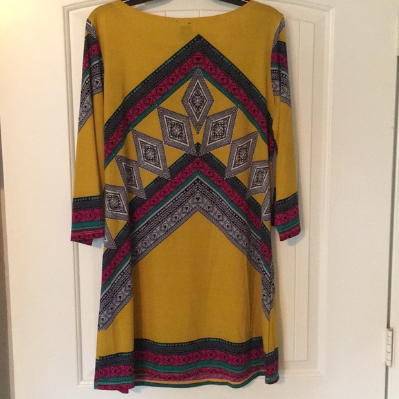 Mustard yellow tribal print dress - Picture 5 of 5